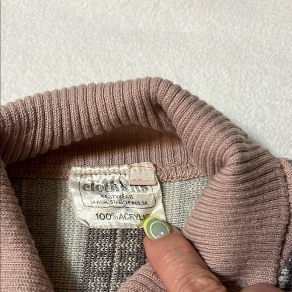 Charming Vintage Mauve Pink Knit Kids Dress large with matching hat - Picture 6 of 7